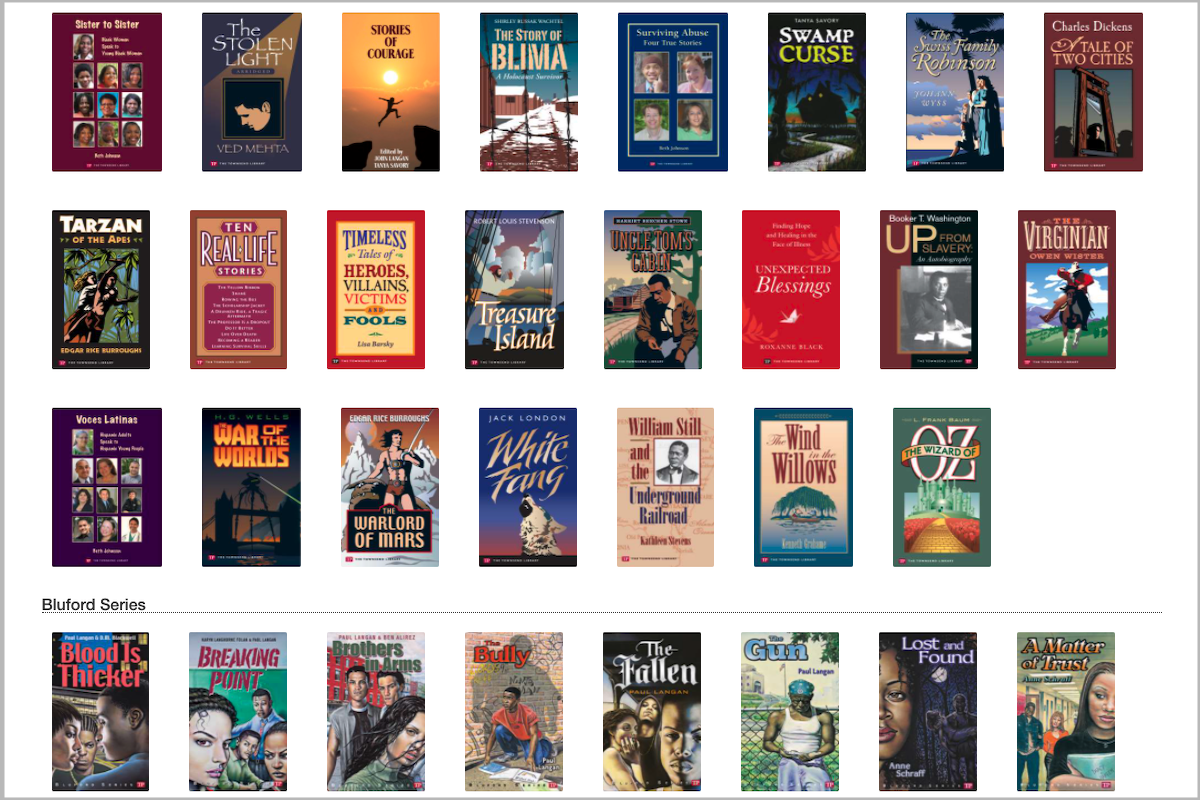 Reading Unlimited features hundreds of eBooks, including the Townsend Library and the acclaimed Bluford High Series.