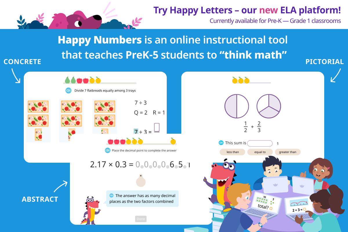 A diverse range of manipulatives and animation bring math to life