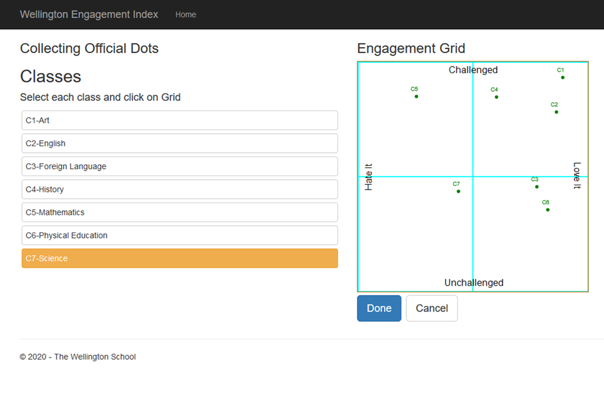 Wellington Engagement Index Student Interface
