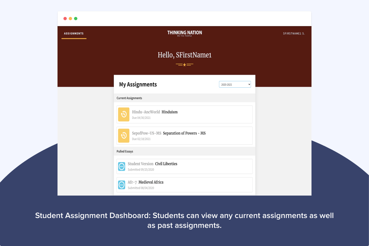 Student Assignment Dashboard: Students can view any current assignments as well as past assignments.