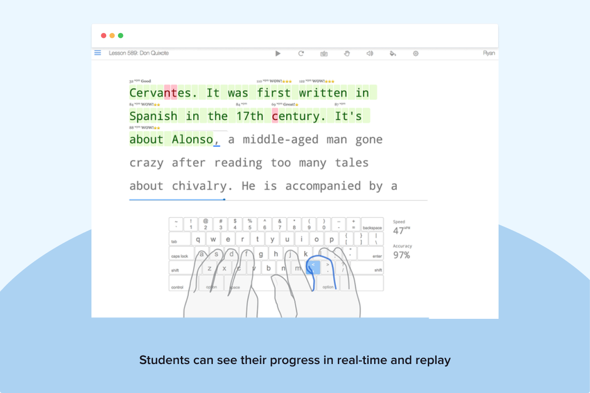 Students can see their progress in real-time and replay