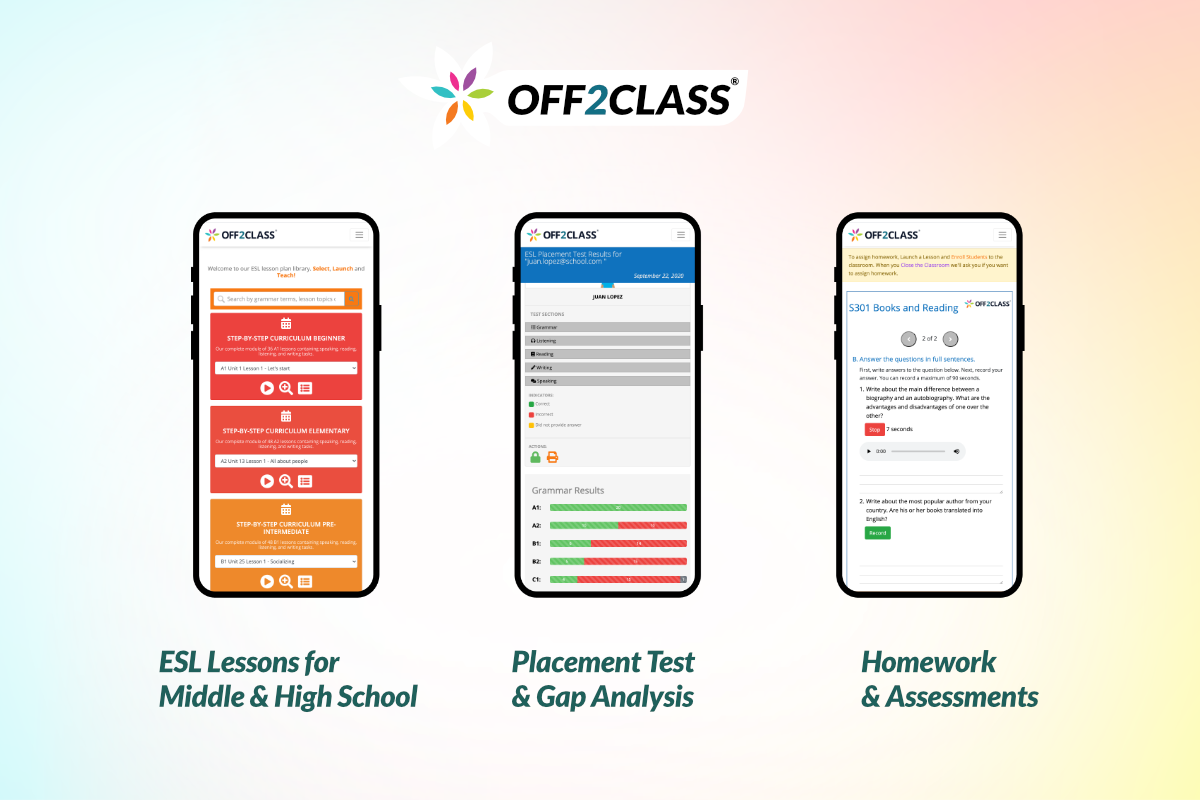 Off2Class is the ESL teacher toolkit that saves time and drives equitable English Learner outcomes.