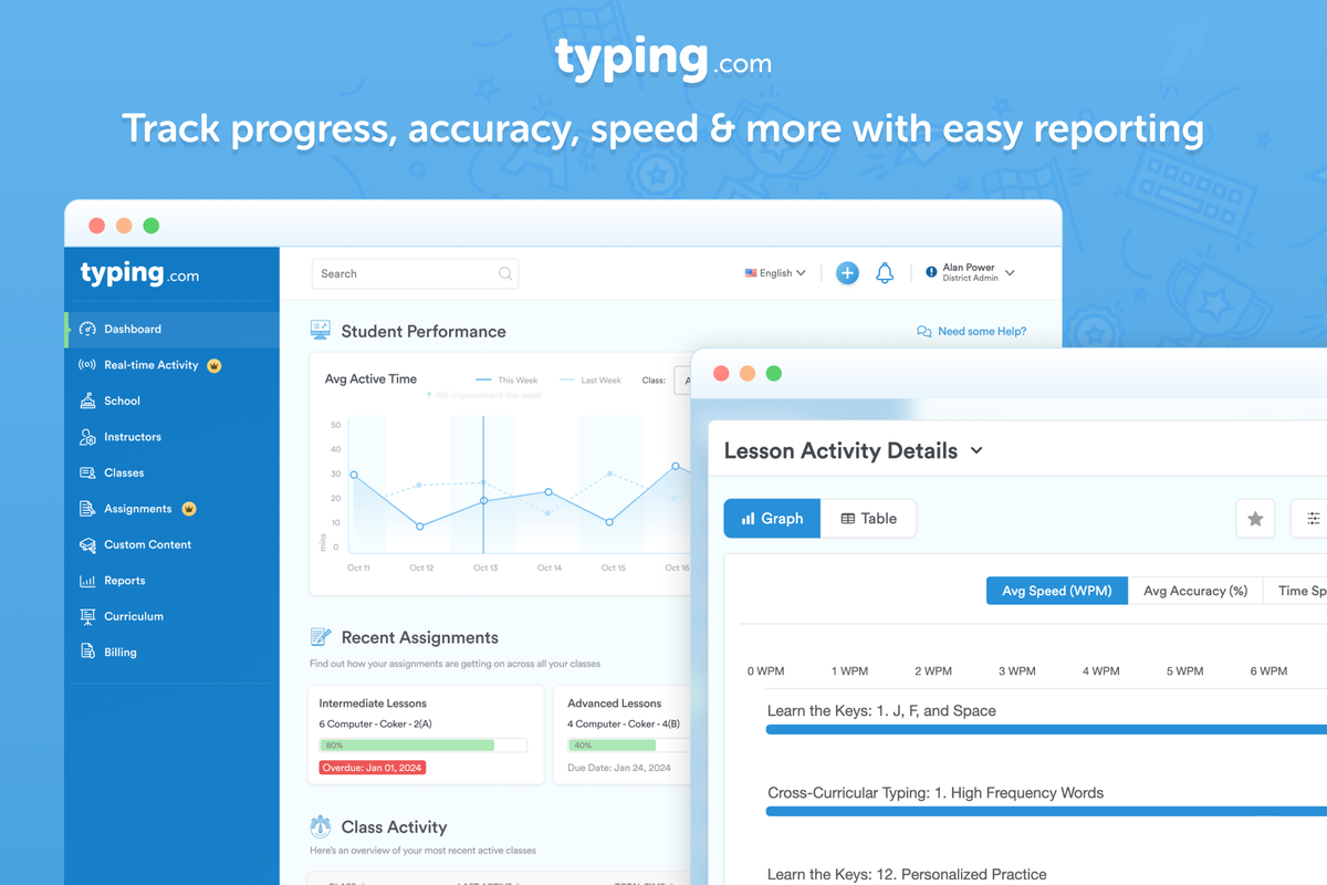 Track progress, accuracy, speed & more with easy reporting.