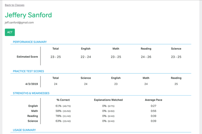 Detailed student progress reports for teachers.