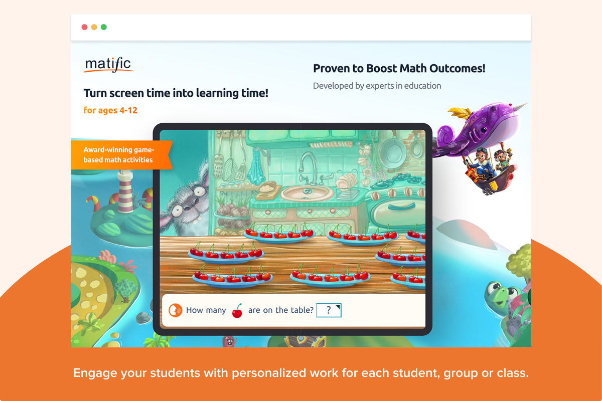Engage your students with personalized work for each student, group or class.